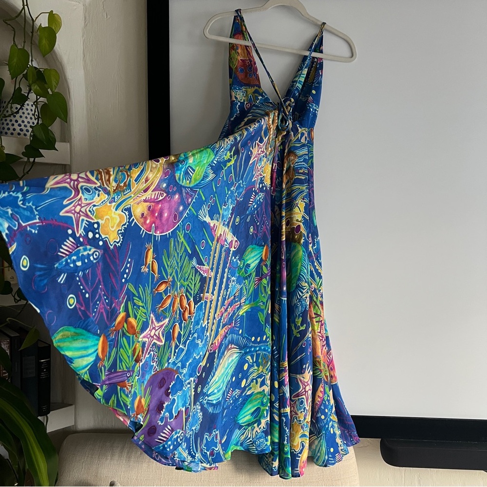 FARM Rio Blue Sea Life Sleeveless Maxi Dress Size Medium NWT - Picture 8 of 16
